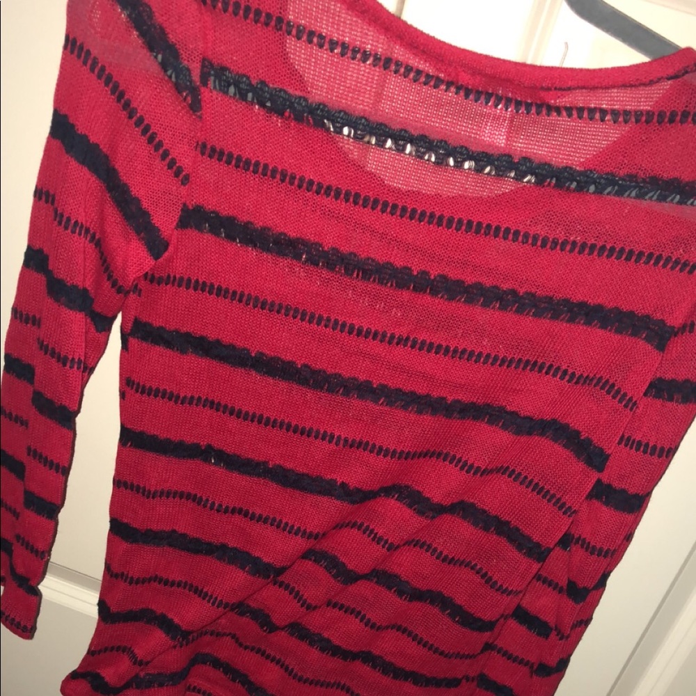 francesca’s red and blue sweater